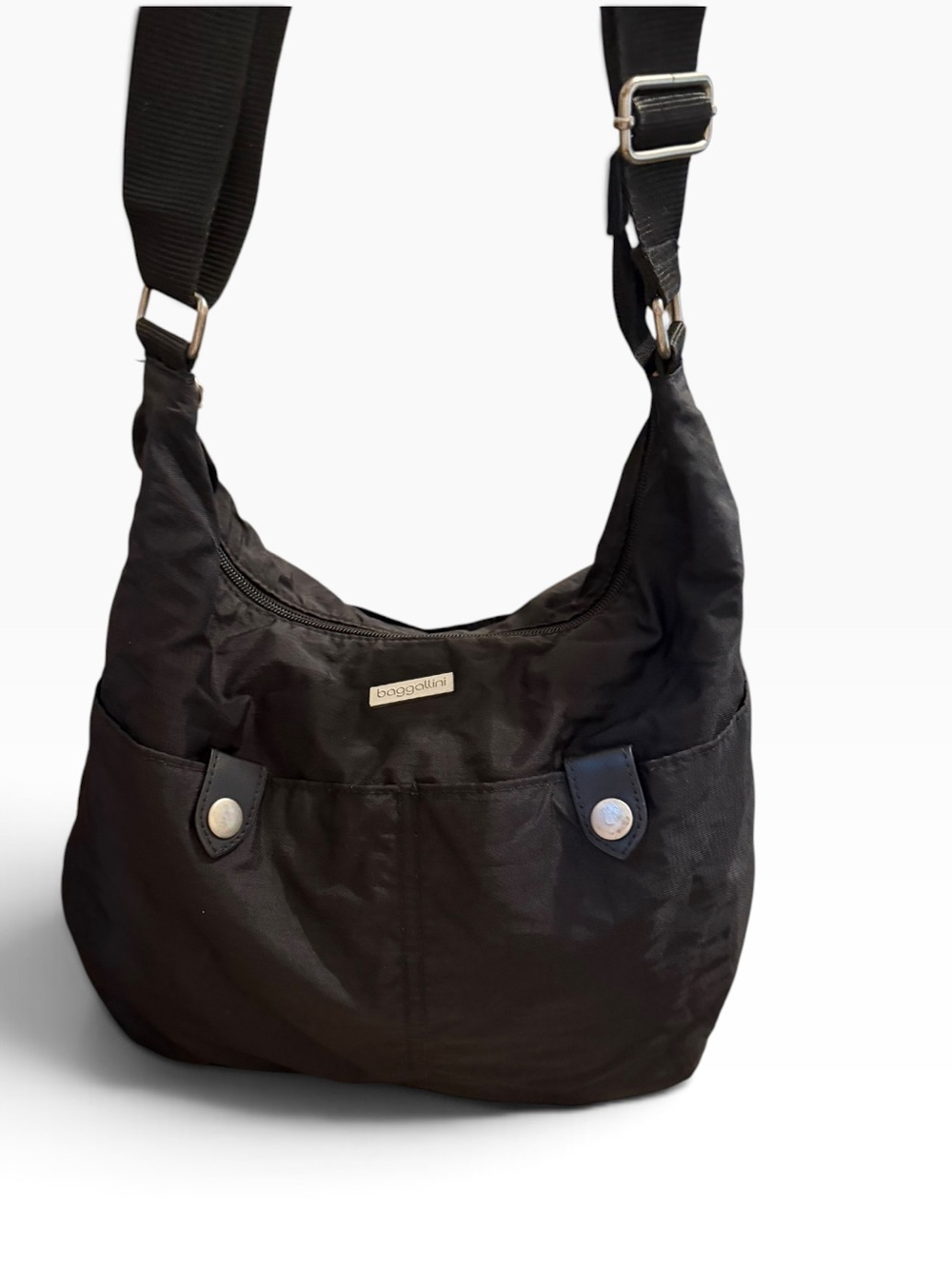 Baggallini Black Large Hobo Shoulder Bag Nylon - Picture 2 of 5